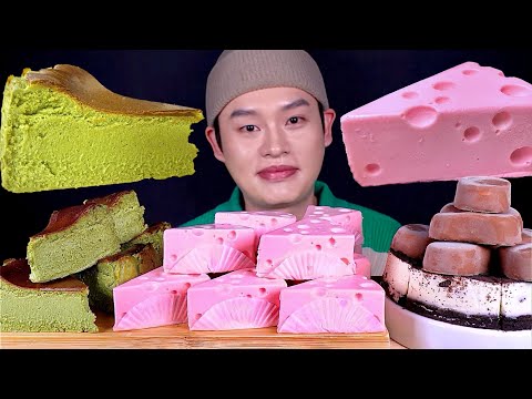 미니치즈케이크 말차치즈케이크 딸기치즈케이크 오레오치즈케이크 먹방 Green Tea Strawberry