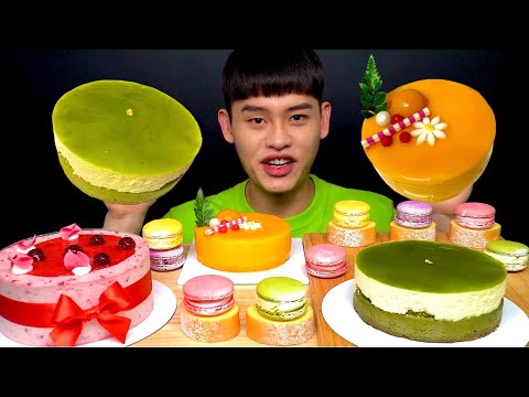 ASMR MADIU 내가 좋아하는 크림케이크 망고무스 마카롱 빵먹방 Cheese Cake Cream
