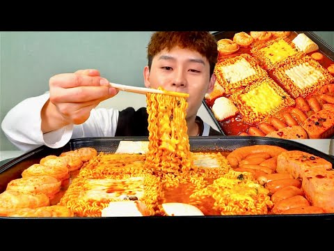 ASMR 보글보글 순두부열라면 왕만두 킬바사소세지 통스팸 토핑먹방 Spicy Cheese Noodles
