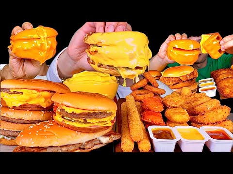 ASMR 치즈찍먹방 모음집 치즈소스에 빠진 음식들 햄버거 너겟 치즈스틱 찍먹방 Cheese Sauce