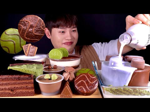 ASMR 초코초코파티 초코몽쉘 초코푸딩 티라미수 초코아이스크림 먹방 Chocolate Dessert
