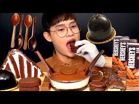 ASMR 초코파티 숟가락초콜릿 티코 초코누네띠네 쁘띠몽쉘 초코케이크 먹방 Chocolate Party