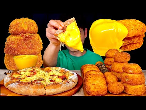 ASMR 치즈듬뿍 시카고피자 어니언링 해쉬브라운 초코치즈볼 먹방 Real Chicago Pizza With