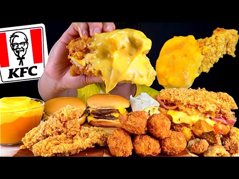 ASMR KFC 크리스피치킨버거 더블치즈버거 블랙라벨치킨 불닭치즈소스 찍어 먹방 KFC Chicken