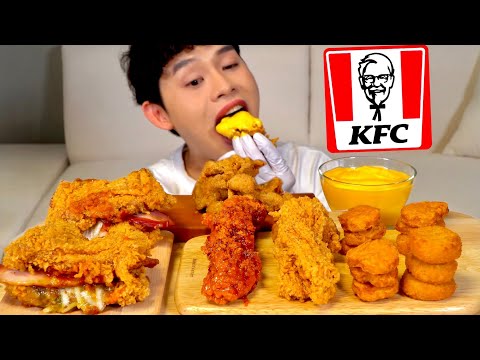 ASMR KFC 고추콰삭블랙라벨치킨 블랙라벨버거 맥앤치즈볼 먹방 KFC Spicy Chicken With