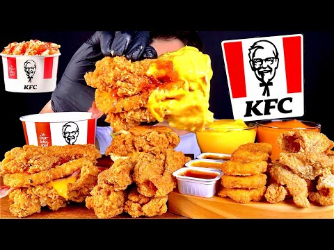 ASMR KFC 징거더블다운통다리 핫크리스피치킨 너겟 닭껍질튀김 에그타르트 먹방 KFC Chicken