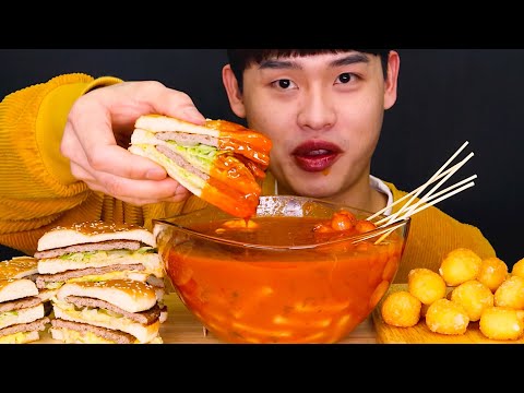 맥도날드 빅맥 모짜렐라치즈 국물떡볶이 크림치즈볼먹방 McDonald s Big Mac Tteokbokki