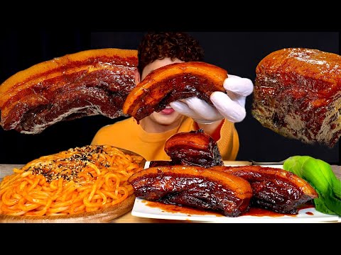 ASMR 달콤짭조름한 돼지고기 간장조림과 불닭볶음우동면 먹방 Braised Pork With Soy
