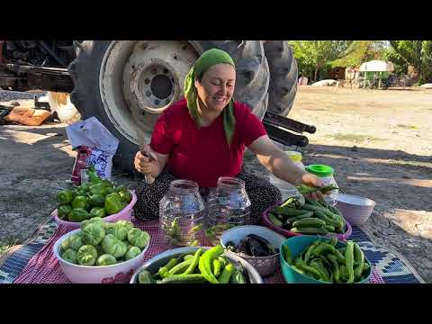 Köyde kışlık hazırlıklar turşular salçalar kurutmalıklar
