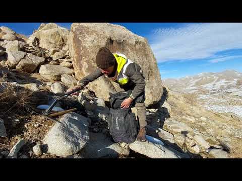 Camping and survival in the snowy and cold mountains with a
