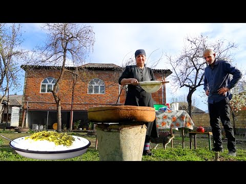Grandma Baking Walnut Bread and Delicious Pilaf with Wild