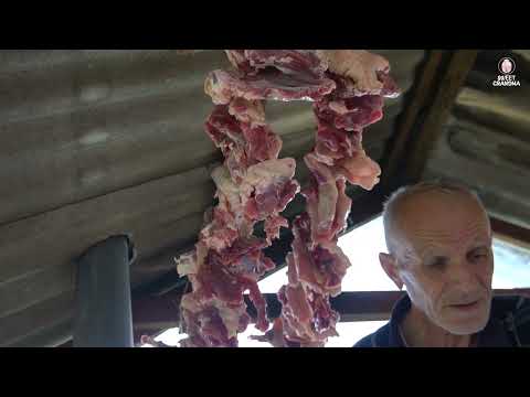 Making Azerbaijan Traditional Dried Meat in the Village