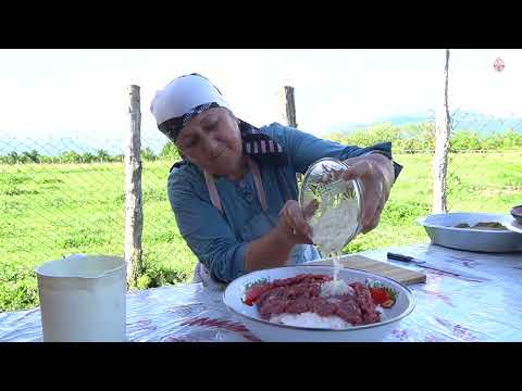 Village Cooking in Azerbaijan Grandma Harvests Grape Leaves