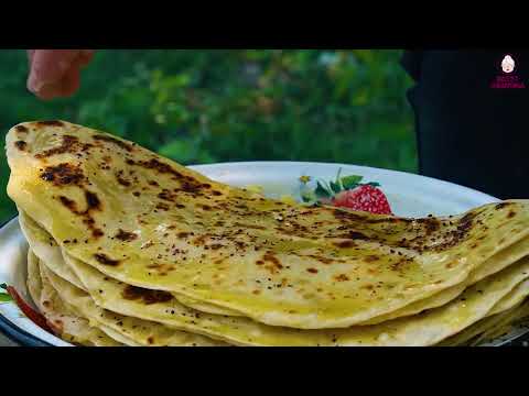 Azerbaijani Village Bread Cooking Traditional Qutab Stuffed