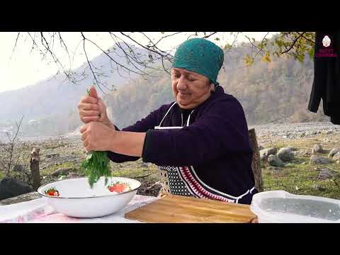 Grandma and Grandpa Cooked Traditional Liver Kebab and