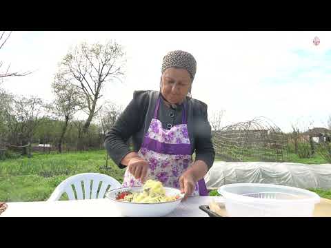 Cooking Sausage Pizza in Azerbaijan Mountains Chef Grandma