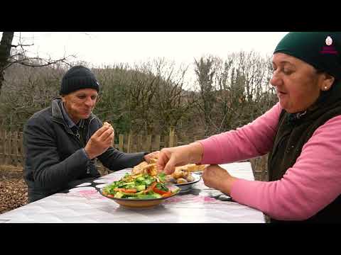 Harvesting Acorn in Azerbaijan Mountain Making Coffee and