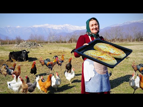TRADITIONAL GEORGIAN MEAL Khachapuri with Egg and Homemade