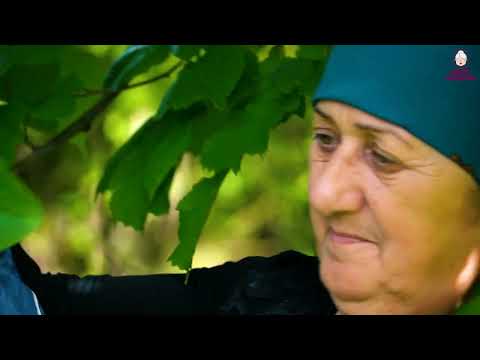 Grandmother cooking stuffing from the leaves of the linden