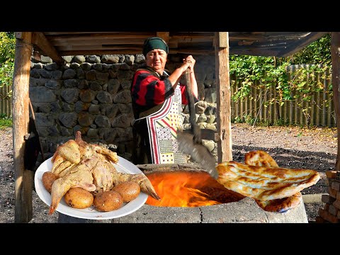 Grandma baked real Tandoor Bread in the Village How to Cook