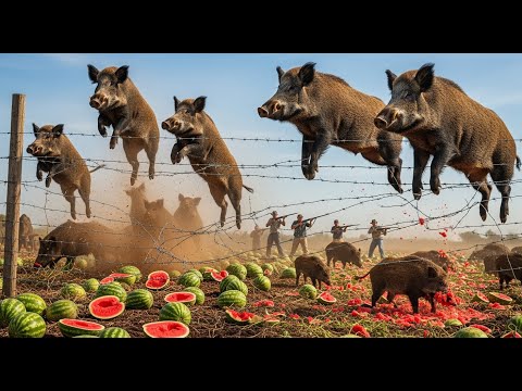 Wild Boars With Thick Skin Overcame Barbed Wire Fence And