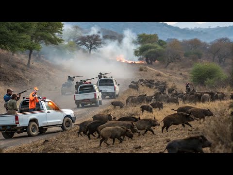 Large Scale Raid Hundreds of Wild Boars Causing Harm Hunt