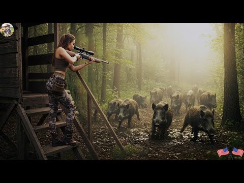 Sexy Hunter Ambush All Night In Forest Wild Boars Rush In