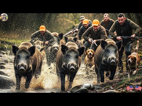 Intense Chase Wild Boar Destroys Farm Hunter and Farmer