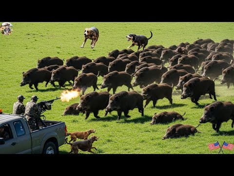 Wild Boars Ravage Fields Hunters Jump Into Fight to Stop