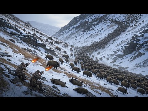 Unbelievable Large scale Wild Boar Hunts in Snow Farmers