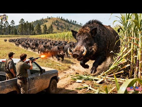 Giant Wild Boar Battle Heart Stopping Chase Between Hunters
