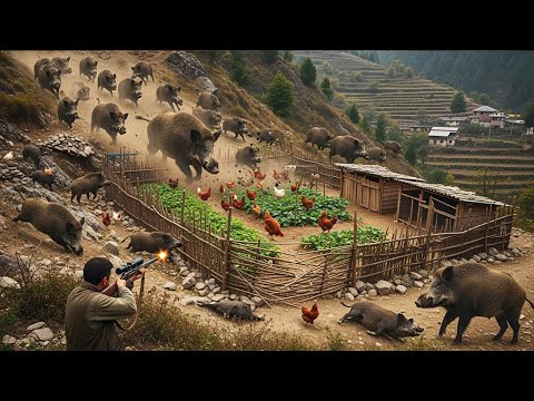 Wild Boars Appear Farm Attacked By Wild Boar Hunter Takes