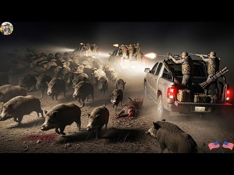 Wild Boars Rampage In Night Headlights On For Perfect Shots