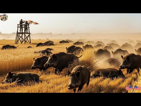 Epic Battle in Wheat Fields Large scale Wild Boar Chase in
