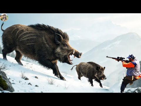 TENSIONATE HUNT Alone Against a Herd of Wild Boars on Steep