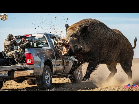 Ferocious Wild Boar Attacks Hunter Head on Efforts to Fight