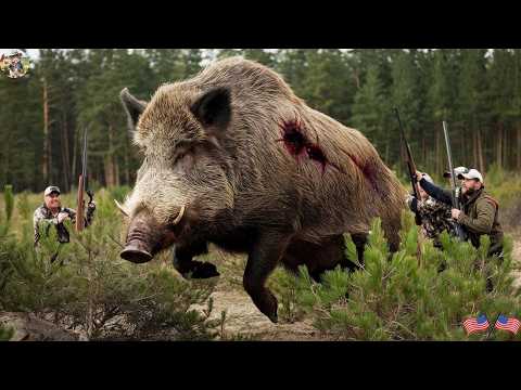 Giant Wild Boar Gets Shot and Tries to Escape Farmers Chase