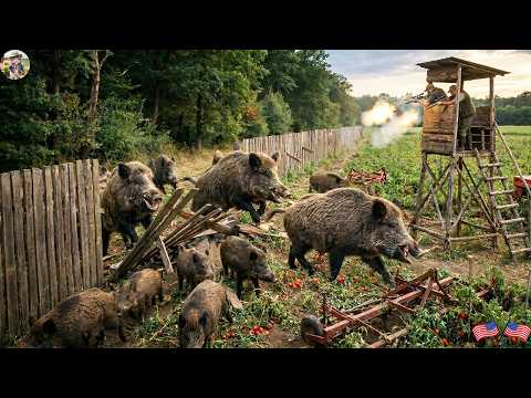 Massive Wild Boar Attack On The Farm Hunters Fight Back To
