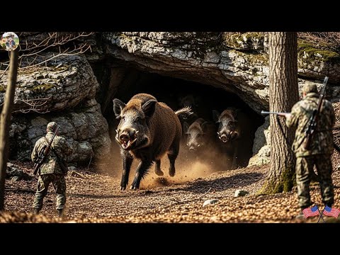 Discovering Wild Boar Den In Forest Farmers And Hunters