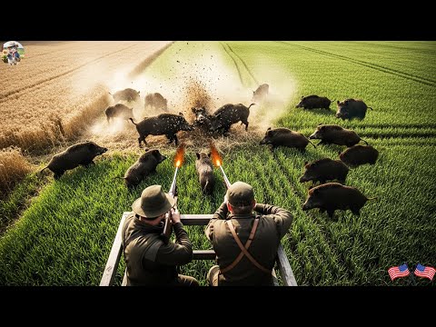 Fierce Wild Boar Battle Hunter Takes Opportunity to Take