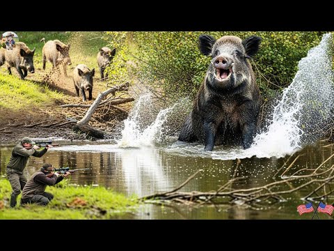 Wild Boar Monster Panics When Being Driven Into River