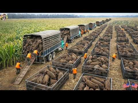 Boar Hunt Turns Wild with a Net Trap Boars Panic When the