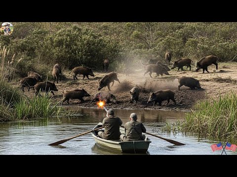 Hunter Quietly Approaches Wild Boar Herd Perfect Shot