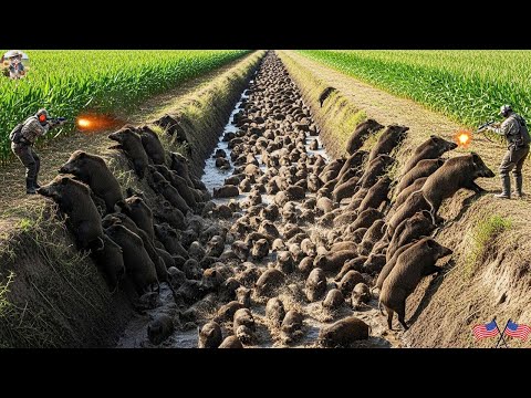 Trapped Wild Boars in Cornfield The Great Escape Begins
