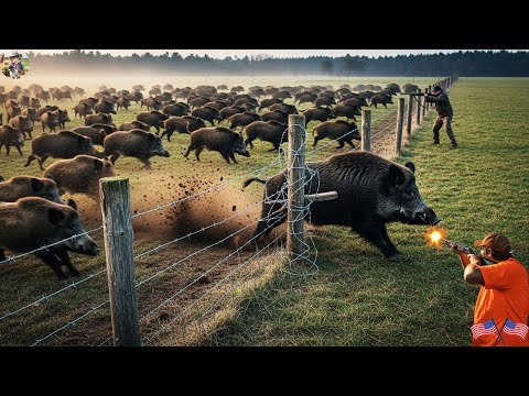 Wild Boar Leader Broke Through Farm Fence Farmer