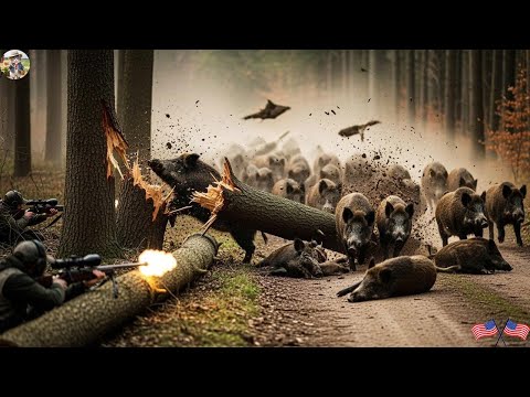 Unbelievable Footage Wild Boar Invaded Farm Farmers and