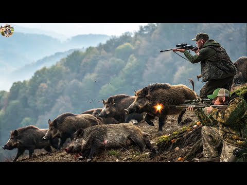Fierce Battle Between Farmers and Wild Boars A Herd of 100
