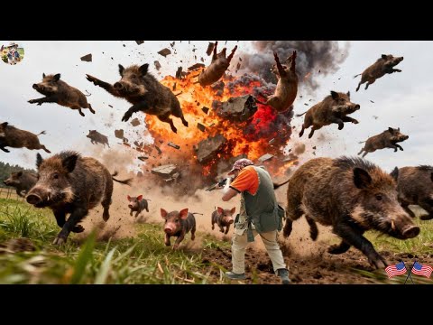 Crazy Explosion Wild Boar Gets Thrown Away Hunter Chases To
