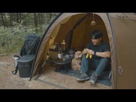 Hot Tent Camping with My Dog Korean Charcoal Grilled Clams