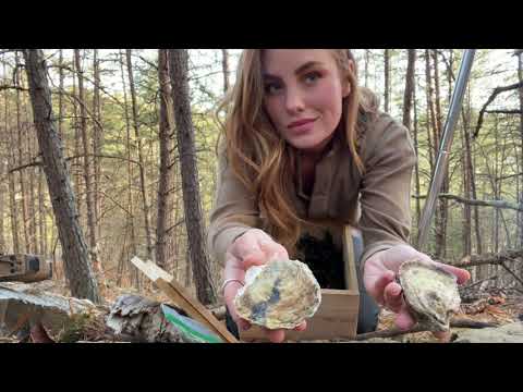 Sage Cedar Smoked Oysters cooked on campfire solo in the